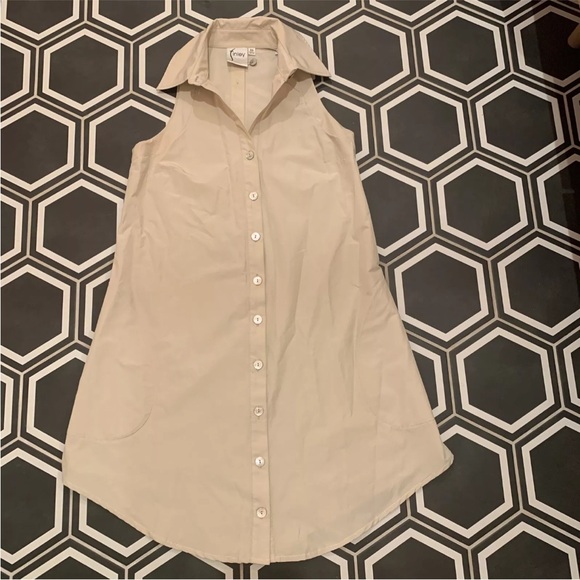 $310 FINLEY size XS Audio Techno Blend Parachute SAND  Swing Dress Shirt Dress - Picture 5 of 7